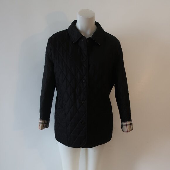 Womens Burberry Black Quilted Jacket M - Picture 1 of 12